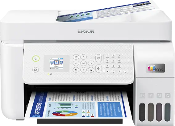 מדפסת ‏הזרקת דיו ‏משולבת EPSON EcoTank L5296 לבן