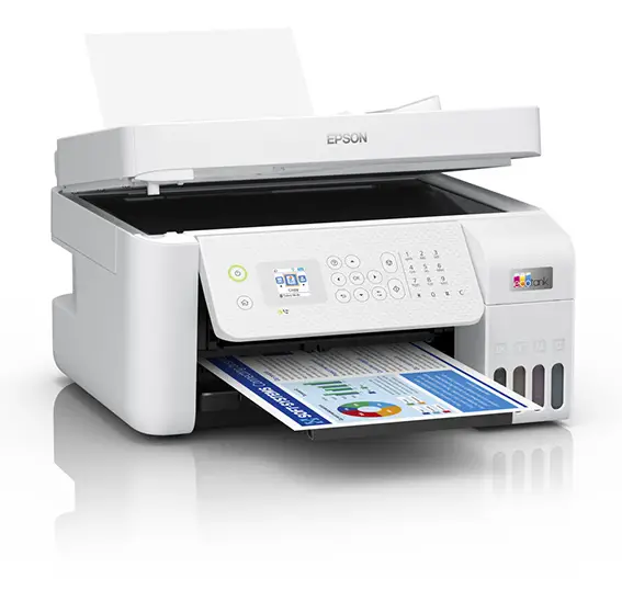 מדפסת ‏הזרקת דיו ‏משולבת EPSON EcoTank L5296 לבן תמונה 2