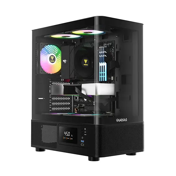 מארז מחשב אקווריום GAMDIAS ATLAS E2 CG שחור תמונה 2