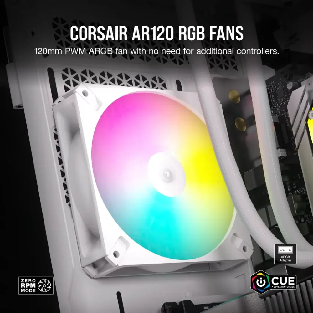 קיט 3 מאווררים 120 CORSAIR iCUE AR120 Digital RGB PWM Triple Pack לבן תמונה 2