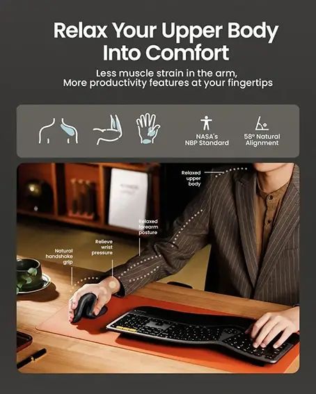 עכבר אלחוטי ורטיקלי ProtoArc EM11 NL Bluetooth Ergonomic שחור תמונה 4