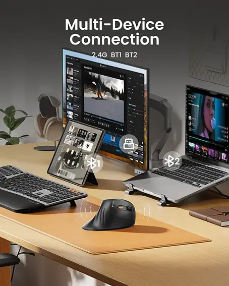 עכבר אלחוטי ורטיקלי ProtoArc EM11 NL Bluetooth Ergonomic שחור תמונה 5