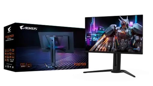 מסך גיימינג מסתובב GIGABYTE AORUS ''27 2K QD-OLED 0.03ms 360Hz HDR