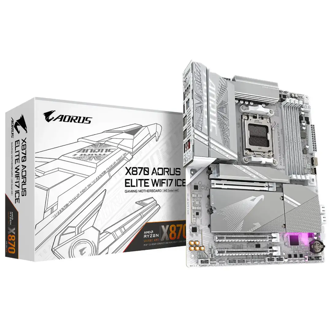 לוח אם GIGABYTE X870 AORUS ELITE WIFI7 ICE לבן