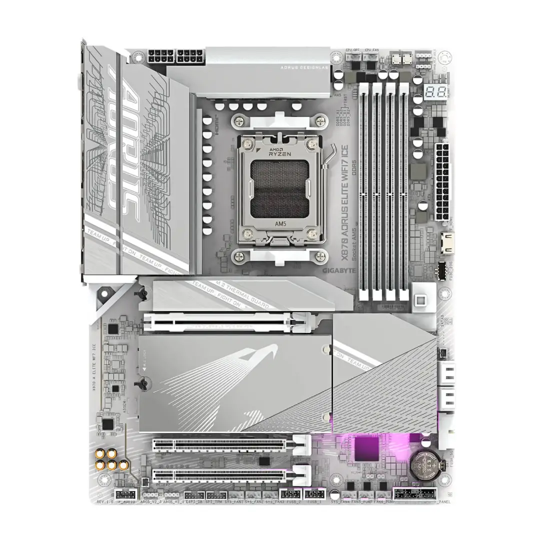 לוח אם GIGABYTE X870 AORUS ELITE WIFI7 ICE לבן תמונה 2