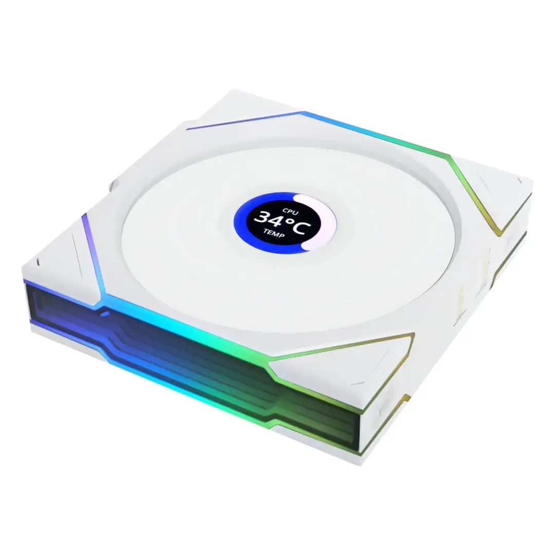מאורר לקירור נוזלי למעבד אלחוטי Lian-Li 120mm TL120 LCD לבן תמונה 2