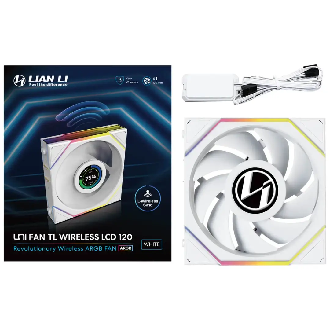 מאורר לקירור נוזלי למעבד אלחוטי Lian-Li 120mm TL120 LCD לבן תמונה 4