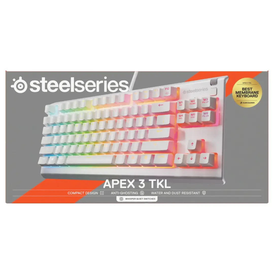 מקלדת גיימינג SteelSeries Apex 3 TKL US לבן תמונה 3