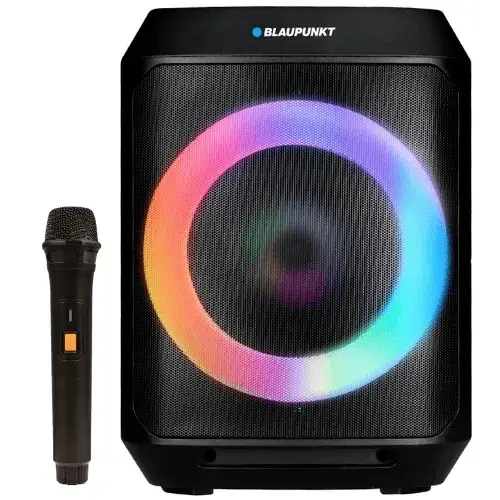 בידורית Bluetooth אלחוטית עם מיקרופון אלחוטיות ואורות LED שחור תמונה 2