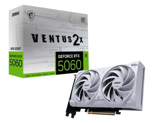 כרטיס מסך MSI GeForce RTX 5060 8G Ventus 2X OC WHITE לבן