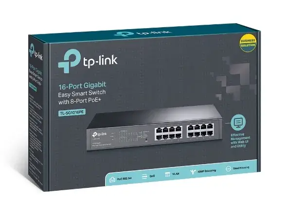 רכזת רשת  TP-Link Port Gigabit Easy Smart POE Switch With 8 Ports +TL-SG1016PE תמונה 4