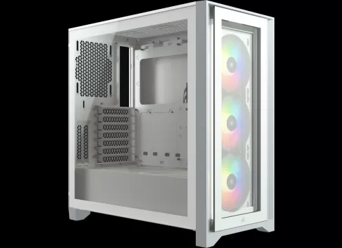מארז מחשב Corsair iCUE 4000X RGB Tempered Glass בצבע לבן