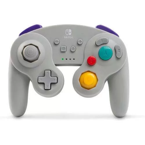 בקר אלחוטי אפור GameCube בעיצוב רטרו Power A