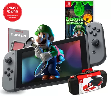 NEW Nintendo Switch Joy Con GRAY דיל החבילה המושלמת ו Luigi's Mansion 3