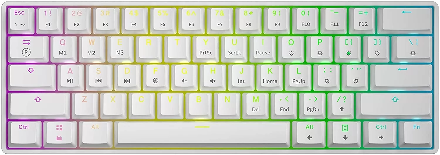 GK61 עברית- מקלדת גיימינג SKYLOONG מכנית לבנה  Yellow Switch