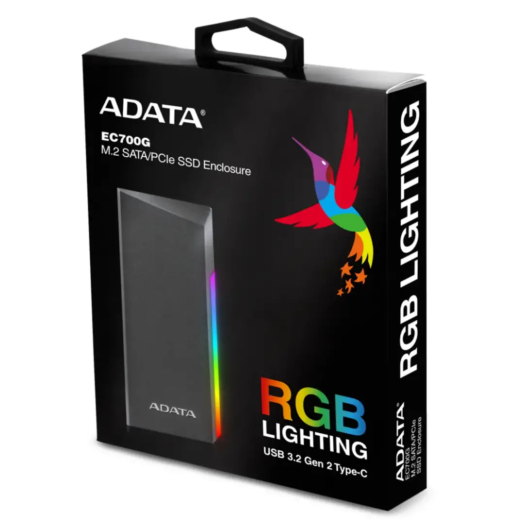 מארז חיצוני לדיסק A-DATA EC700G M.2/NVME USB-C ENCLOSURE RGB תמונה 3